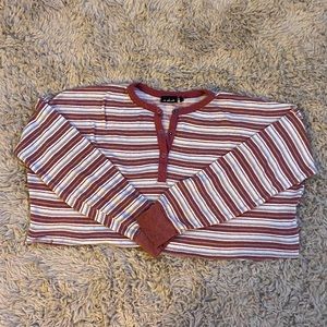Out from under UO waffle long sleeve button up crop top